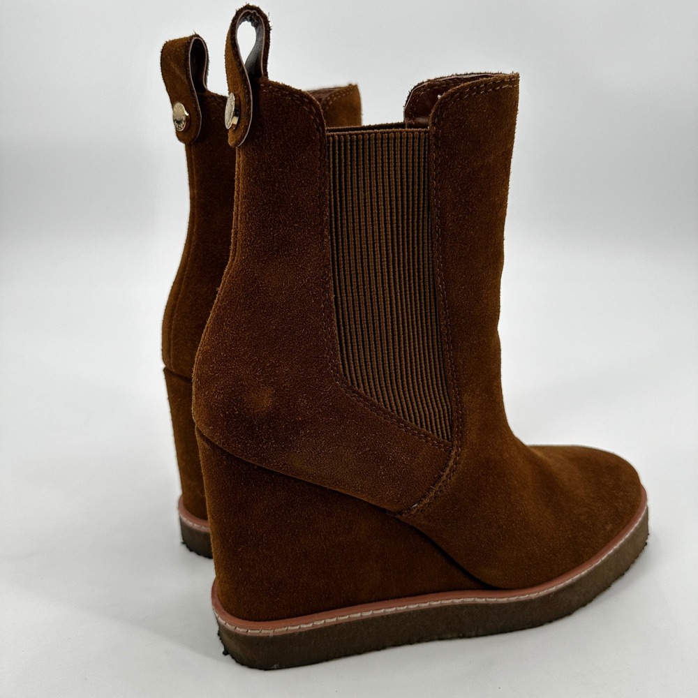 Steve Madden Brown‎ Suede Wedge Morris Booties Ankle Boots Platform Streetwear - Picture 5 of 10